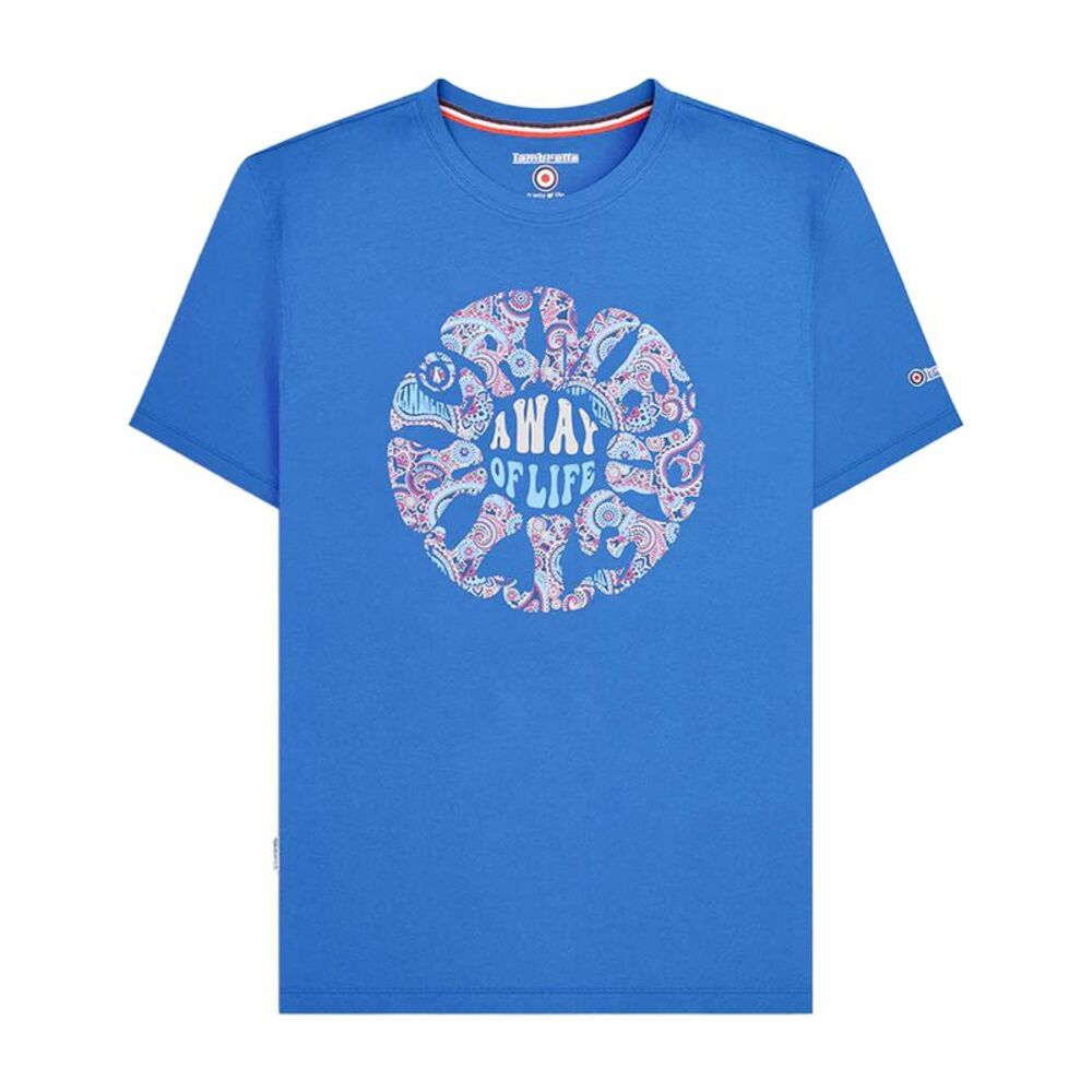 Lambretta Mens SS24 Paisley Roundel T-Shirt / Dark Blue